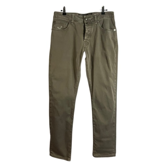 Jacob Cohen Men 688 Special Handmade Khaki Cotton Straight  Antique Wash Jeans - Picture 1 of 16